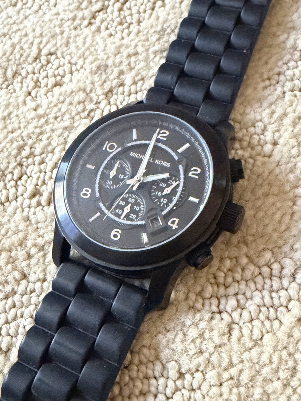 Michael Kors Black Chronograph Silicone Strap Watch